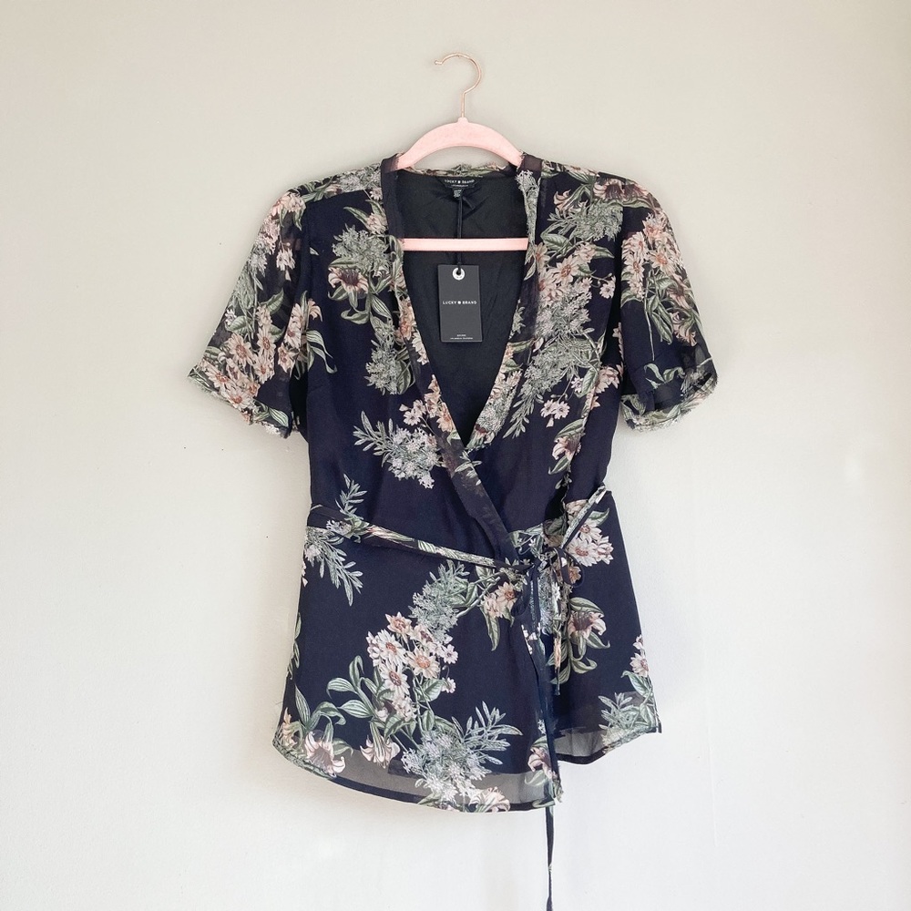 NWT Lucky Brand Floral Wrap Top